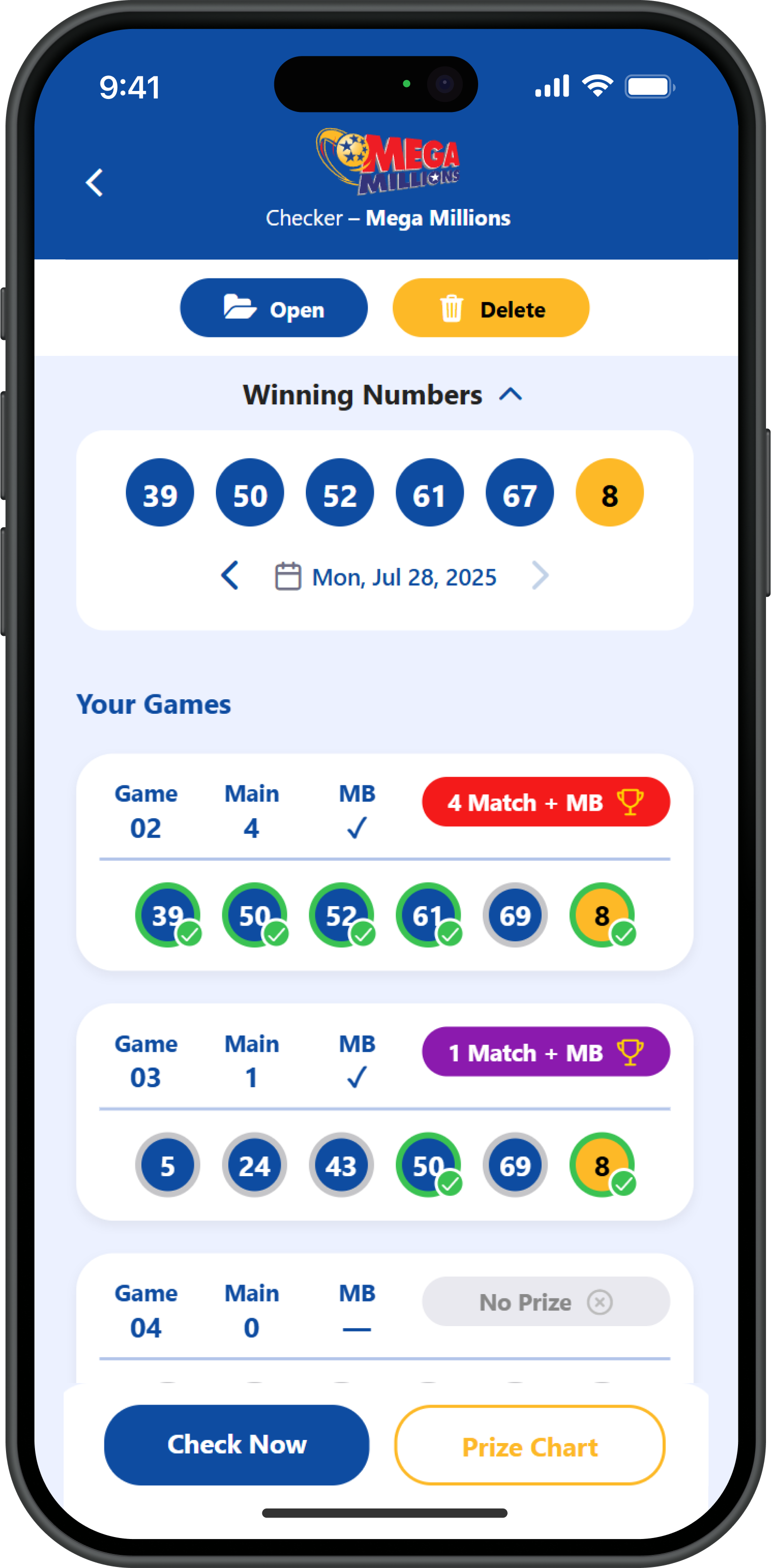 Step 8 - Prize Chart
